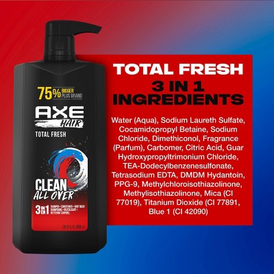Axe Clean Fresh 3-in-1 Body Wash + Shampoo + Conditioners - 28 fl oz