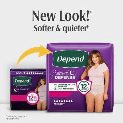 Depend Night Defense Adult Incontinence Underwear for Women - Overnight Absorbency - Blush
