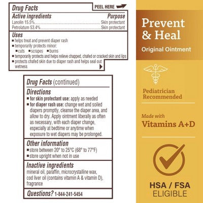 A+D Baby Diaper Rash Ointment, Baby Protectant with Vitamins A and D