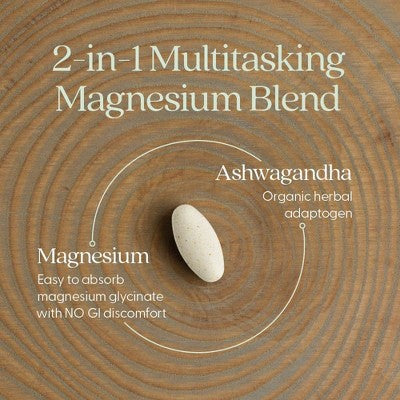 New Chapter Magnesium + Ashwagandha for Muscle & Relaxation Support, 325 mg with Magnesium Glycinate, Non-GMO Vegan Tablets - 30 ct