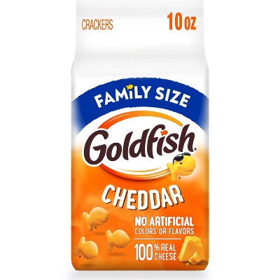 Goldfish Cheddar Crackers Size Bag - 10oz: No Artificial Preservatives, No Artificial Flavors, No High Fructose Corn Syrup