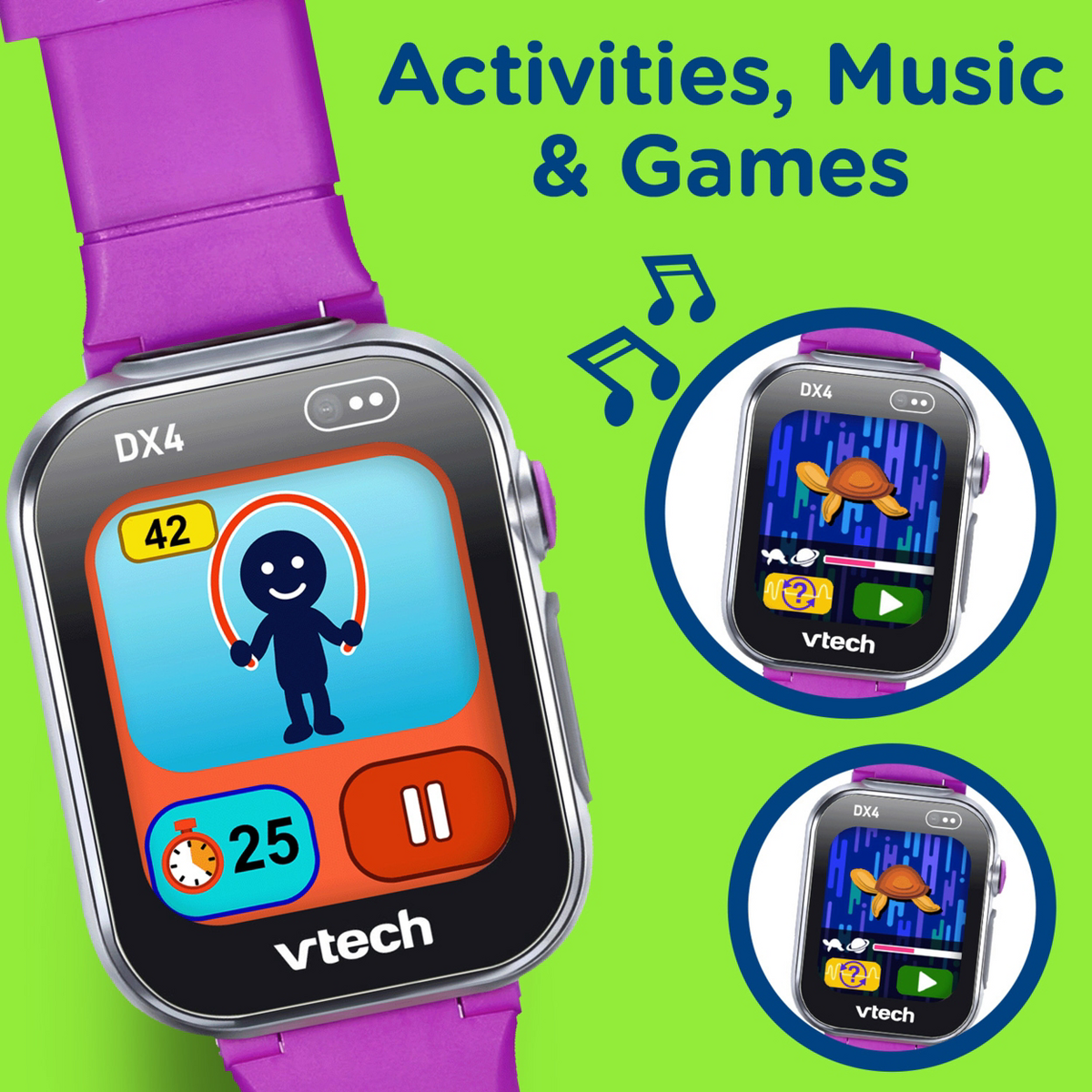 VTech KidiZoom Smartwatch DX4 - Purple: Sensory Development, Teaching Aid, No Assembly Required