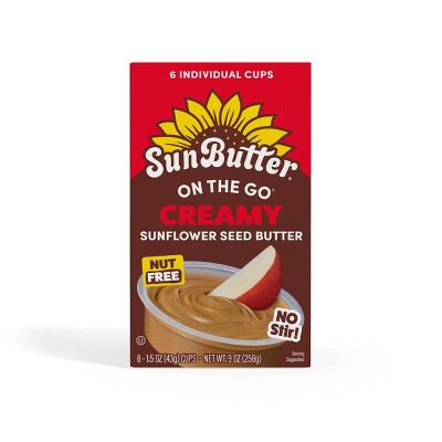 SunButter On the Go Cups Creamy Sunflower Spread, Nut Free, Non-GMO – 9oz/6ct