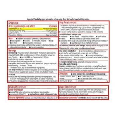 Sudafed PE Head Congestion + Flu Severe Tablets - 24ct: Acetaminophen 325mg Unflavored Cold Relief Caplets