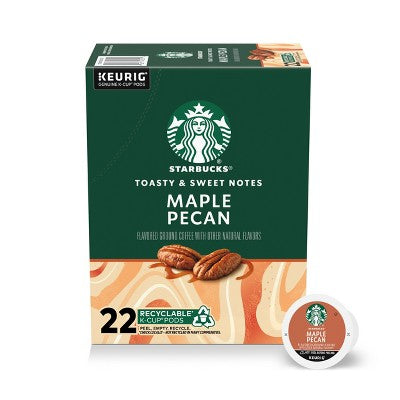 Starbucks Maple Pecan Flavor Light Roast Keurig K-Cup Coffee Pods - 22ct: Arabica Beans, No Added Sugar