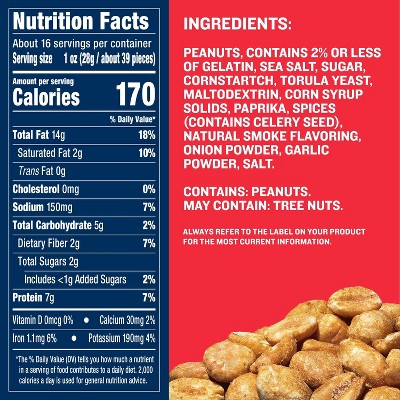 Planters Heart Healthy Dry Roasted Peanuts - 16oz