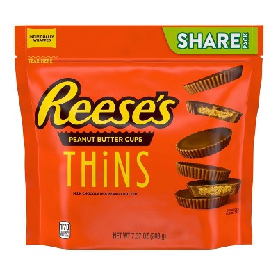 Reese's Peanut Butter Cups Thins Milk Chocolate Candy Pouch - 7.37oz