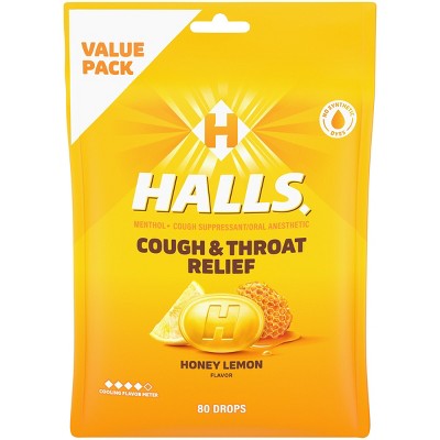 Halls Cough Drops - Honey Lemon - 80ct