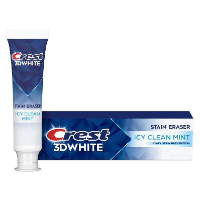 Crest 3D White Stain Eraser Fluoride Toothpaste Icy Clean Mint - 3.8oz