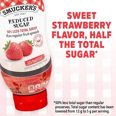 Smucker's Squeezable Reduced Sugar Strawberry Fruit Spread - 17.4oz