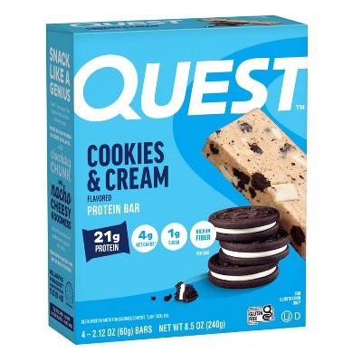 Quest Nutrition Cookies & Cream Whey Protein Bars - 21g Protein - 4ct