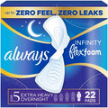 Always Infinity Extra Heavy Absorbency Overnight Sanitary Pads with Wings - Unscented