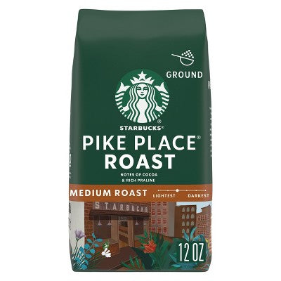 Starbucks Pike Place Roast Medium Ground Coffee - 12oz: Arabica Beans, Latin America