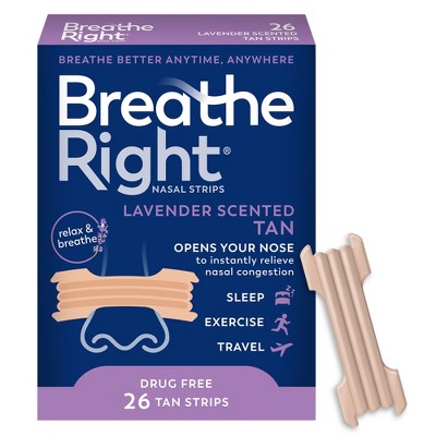Breathe Right Lavender Scented Drug-Free Nasal Strips for Congestion Relief - 26ct