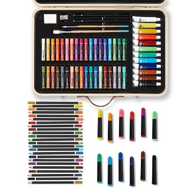 91pc Go Go Studio Mixed Media Art Set - Mondo Llama™: Drawing Kit with Paints & Oil Pastels for Adult Artists