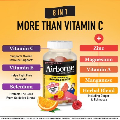 Airborne Immune Support Gummies with Vitamin C & Zinc - Assorted Fruit - 63ct