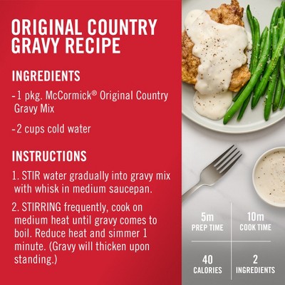McCormick Original Country Gravy Mix - 2.64 oz: No Added MSG, No Artificial Flavors, No High Fructose Corn Syrup