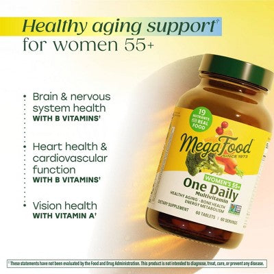 MegaFood Womens Multivitamin over 50, Multivitamin for Women over 50, Vegetarian Tablets- 60ct