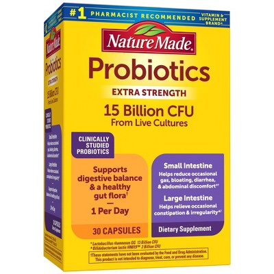 Nature Made Digestive Probiotics Advanced Dual Action Capsules - 15 Billion CFU per serving - 30ct