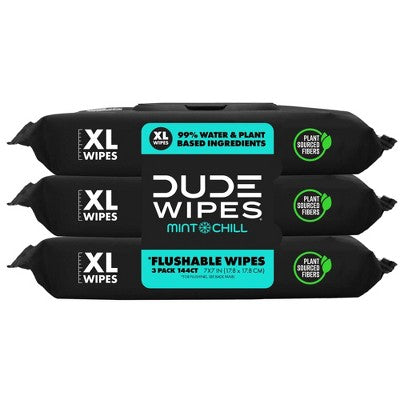 DUDE Wipes Mint Chill Flushable Wipes Infused with Tea Tree Oil - 144ct