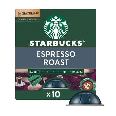 Starbucks by Nespresso Vertuo Capsules Espresso Dark Roast Coffee Pods - 10ct: Caramel, Sugar