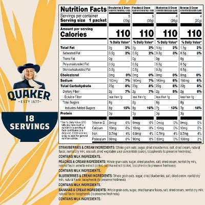 Quaker Instant Fruit and Cream Flavored Oatmeal - 19oz/18ct