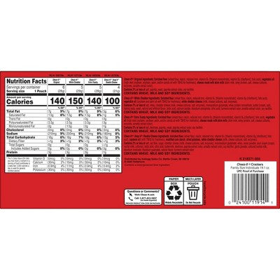 Cheez-It Baked Snack Crackers Family Size Variety Pack - 20ct