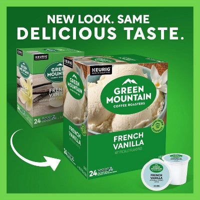 24ct Green Mountain Coffee French Vanilla Keurig K-Cup Coffee Pods Flavored Coffee Light Roast