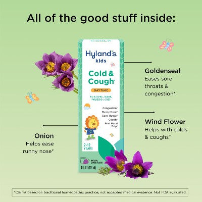 Hyland's Kids Cold & Cough Syrup Daytime - Grape - 4 fl oz: Homeopathic, Liquid, Allium Cepa