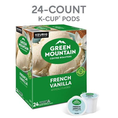 24ct Green Mountain Coffee French Vanilla Keurig K-Cup Coffee Pods Flavored Coffee Light Roast