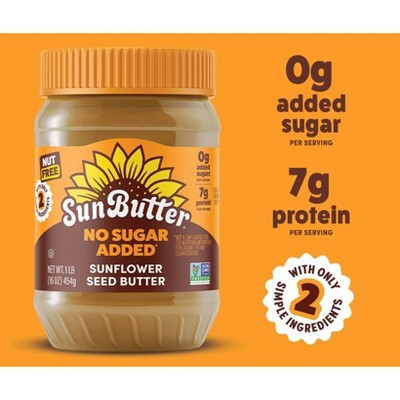 SunButter No Sugar Added Sunflower Butter, Nut Free, Non-GMO – 16oz
