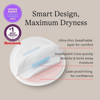 Lansinoh Stay Dry Disposable Nursing Pads for Breastfeeding, Leakproof