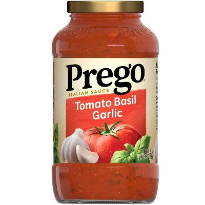 Prego Pasta Sauce Italian Tomato Sauce with Basil & Garlic - 24oz: Gluten-Free, Vegan, No Added Sugar