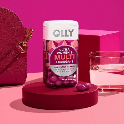 OLLY Ultra Strength Women's Multi + Omega-3 Daily Vitamin Softgels - 60ct