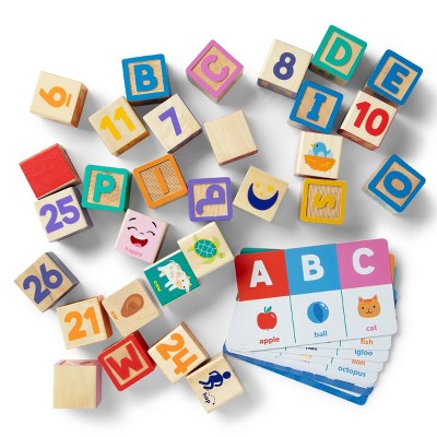 Melissa & Doug Ms. Rachel Letter, Number, and Game Wooden Learning Blocks with Activity Cards