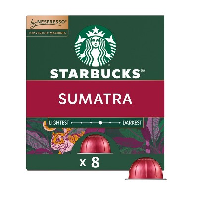 Starbucks by Nespresso Vertuo Line Pods Dark Roast Coffee Single-Origin Sumatra - 8ct: Arabica Beans, Herb Flavor