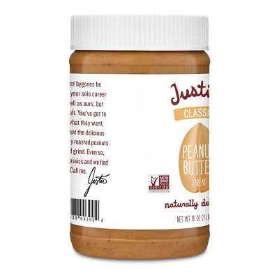 Justin's Classic Peanut Butter - 16oz: Certified Gluten-Free, Creamy