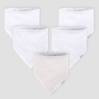 Gerber Baby 5pk Bandana Bib - White