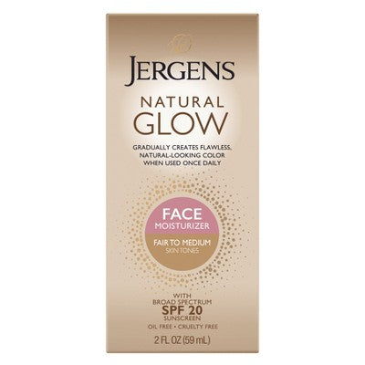 Jergens Natural Glow Face Moisturizer Self Tanner Daily Sunscreen - SPF 20 - 2 fl oz