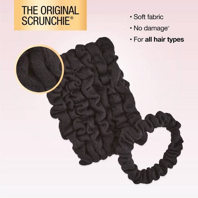 scünci No Damage Knit Scrunchies - Black - All Hair - 8pcs