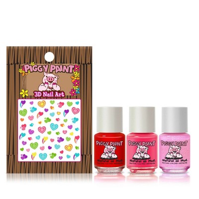 Piggy Paint Nail Polish Set - 3pk/0.25 fl oz each + 1 Nail Art