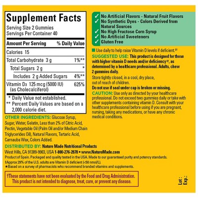 Nature Made Extra Strength Vitamin D3 5000 IU (125 mcg) Bone Health & Immune Support Vitamin Gummies