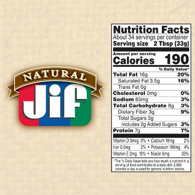 Jif Natural Crunchy Peanut Butter Spread - 40oz