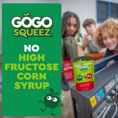 GoGo SqueeZ No Sugar Added Applesauce and Fruit Puree Apple Strawberry  - 38.4oz/12ct