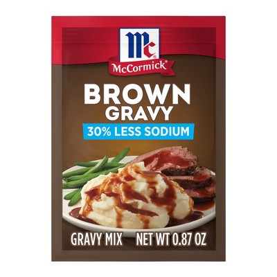 McCormick 30% Less Sodium Brown Gravy Mix - 0.87oz: No Added MSG, No Artificial Flavors