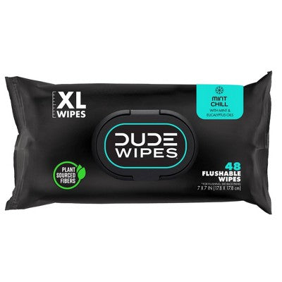 DUDE Wipes Mint Chill Flushable Wipes Infused with Tea Tree Oil - 144ct