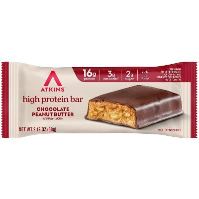Atkins High Protein Bars, Chocolate Peanut Butter Flavor, 16g Protein - 16.9oz/8ct