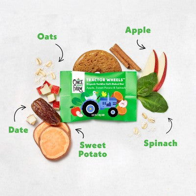 Once Upon a Farm Tractor Wheels Apple Sweet Potato & Spinach Baby Snacks - 3.35oz