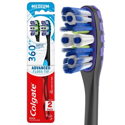 Colgate 360 Advanced Floss-Tip Manual Toothbrush – Medium - 2ct