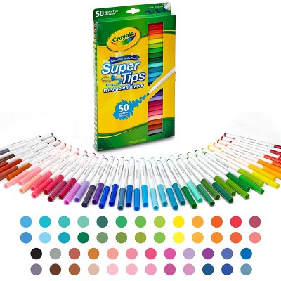 Crayola 50ct Super Tips Washable Markers, Kids School Supplies, Art Classroom Must Haves for Teachers, Journaling and Coloring Gift, Ages 3+